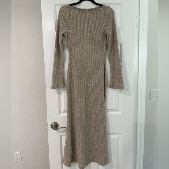 Tan Ribbed Knit Dress - Picture 6 of 6